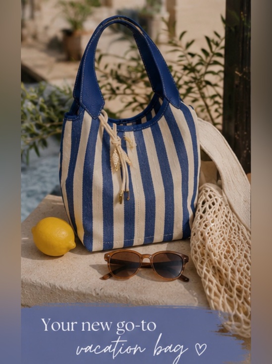 House of Harlow 1960 Handbags - House of Harlow 1960 | Striped Bucket Bag w/ Fish Rope Bag Charm